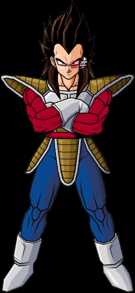 Vegeta Saiyan Prince Arms Crossed PNG with transparent background