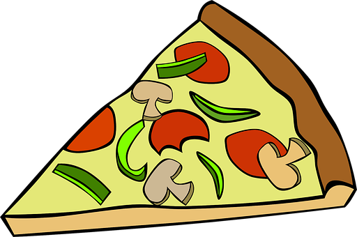 Vegetable Pizza Slice Cartoon PNG with transparent background