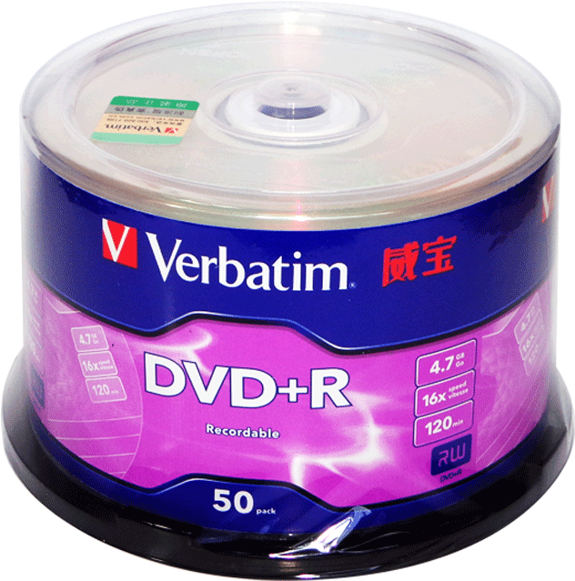 Verbatim D V D Plus R Spindle Pack PNG with transparent background