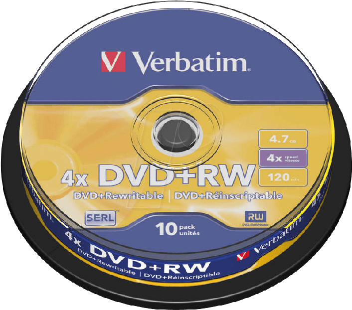 Verbatim D V D R W Disc PNG with transparent background