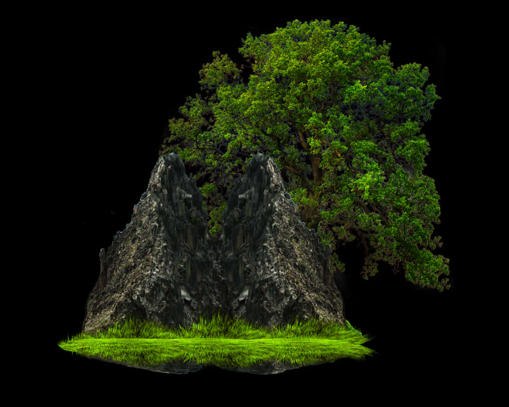 Verdant Rock Island PNG with transparent background