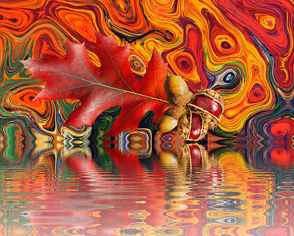 Vibrant Autumn Reflections PNG with transparent background