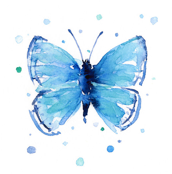 Vibrant Blue Butterfly Artwork PNG with transparent background