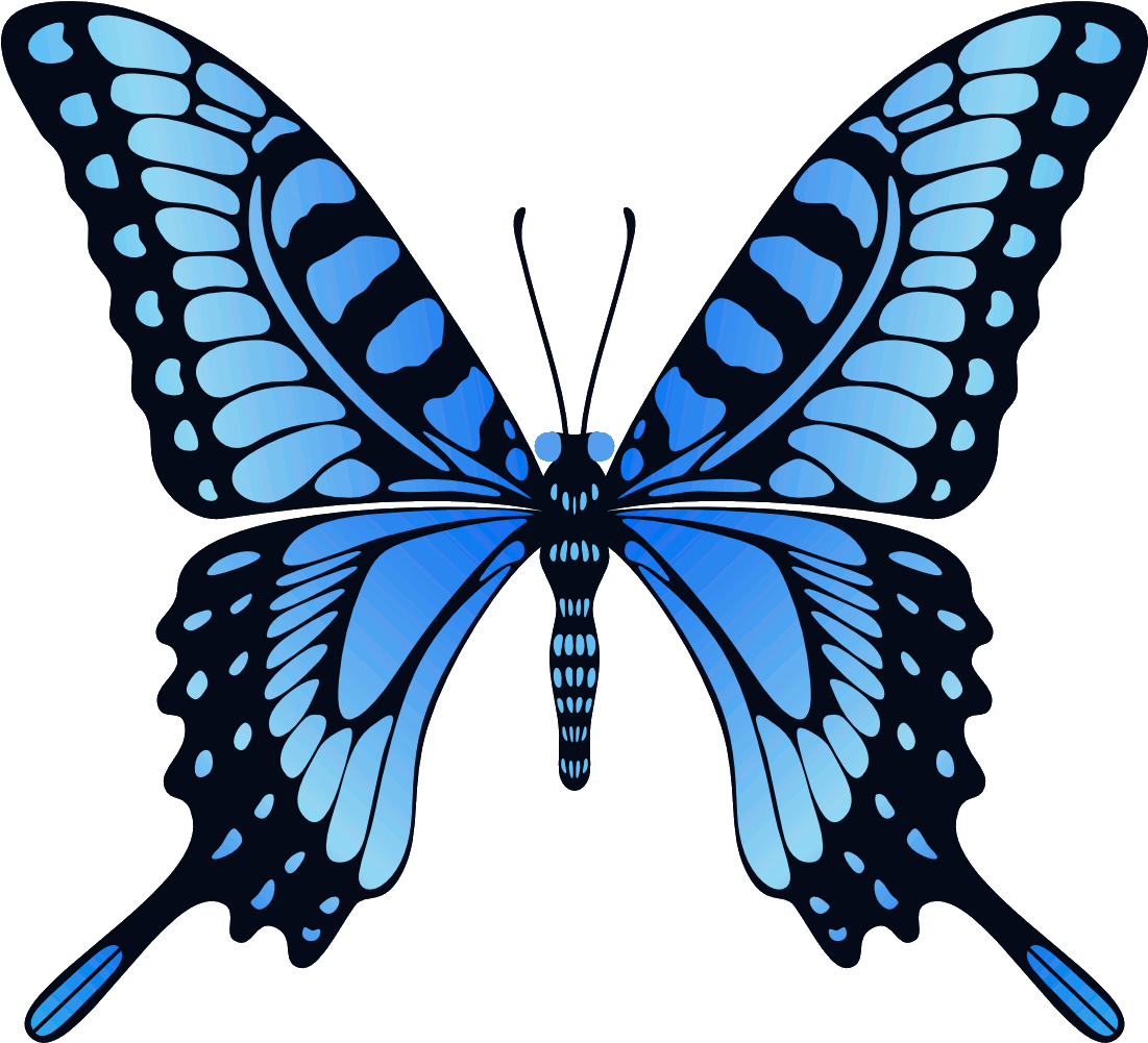 Vibrant Blue Butterfly Illustration PNG with transparent background