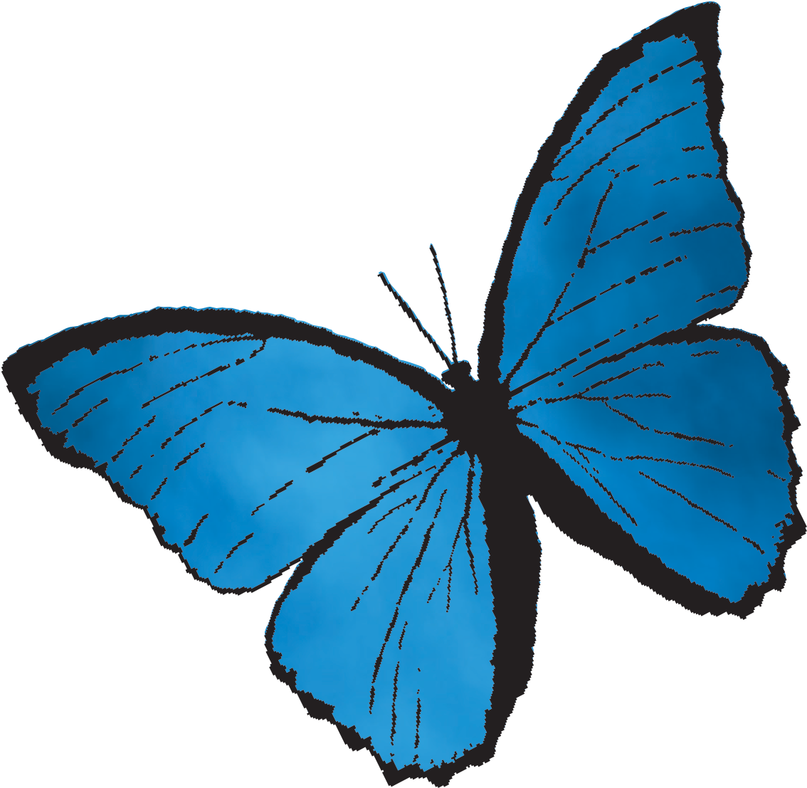 Vibrant Blue Butterfly Illustration PNG with transparent background