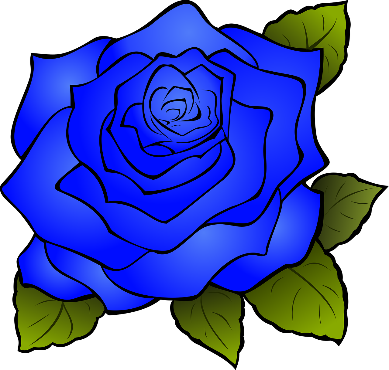 Vibrant Blue Rose Illustration