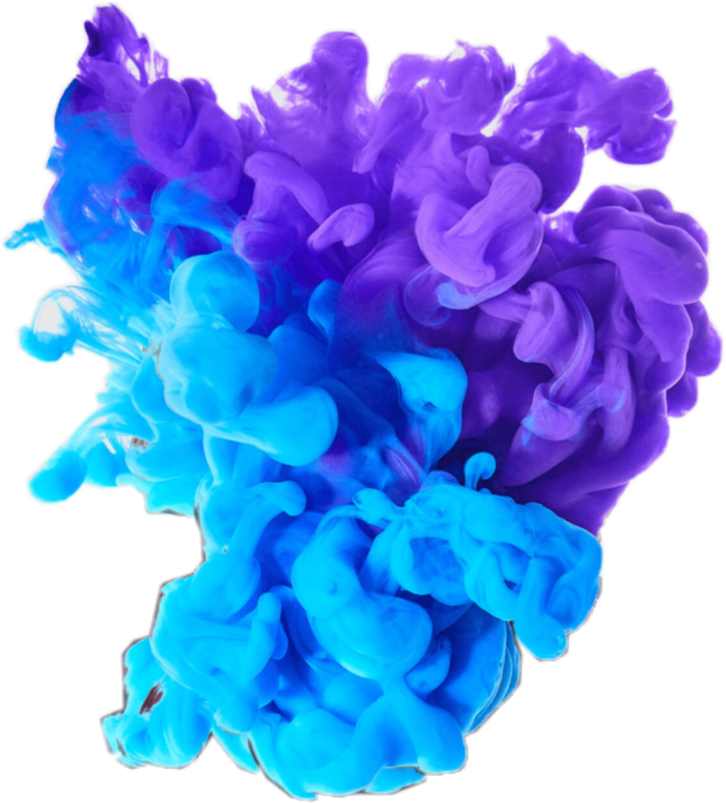 Vibrant Blueand Purple Smoke Plumes PNG with transparent background