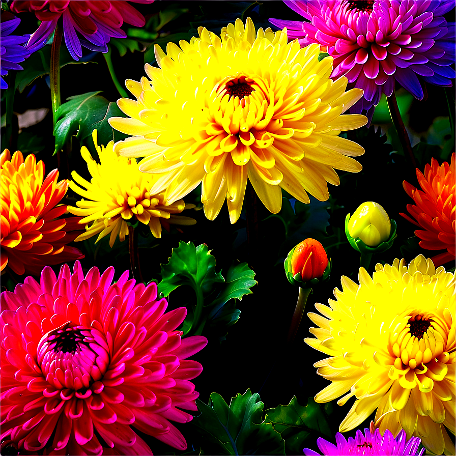 Vibrant Chrysanthemum Garden Png 69