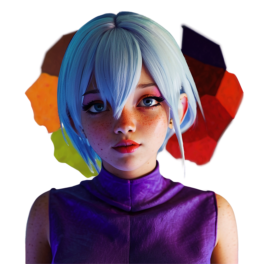 Vibrant Colored Anime Head Png Ohi16