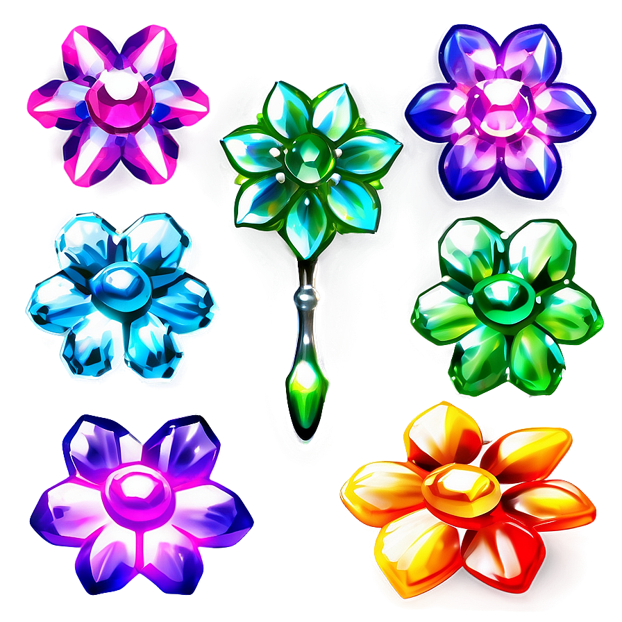 Vibrant Crystal Flower Png Kmt98