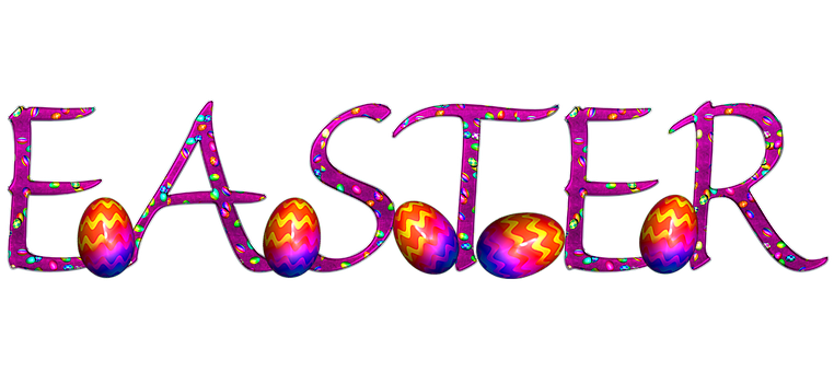 Vibrant Easter Textand Eggs PNG with transparent background