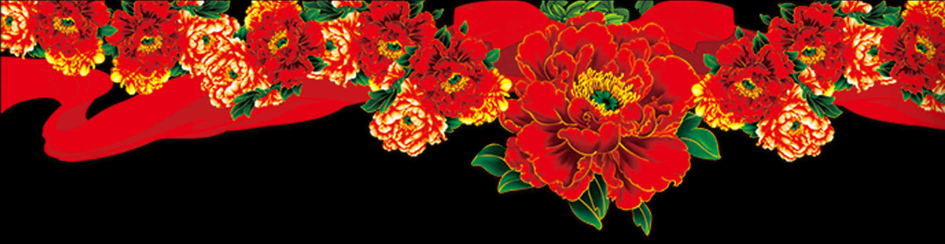 Vibrant Floral Banner Design PNG with transparent background