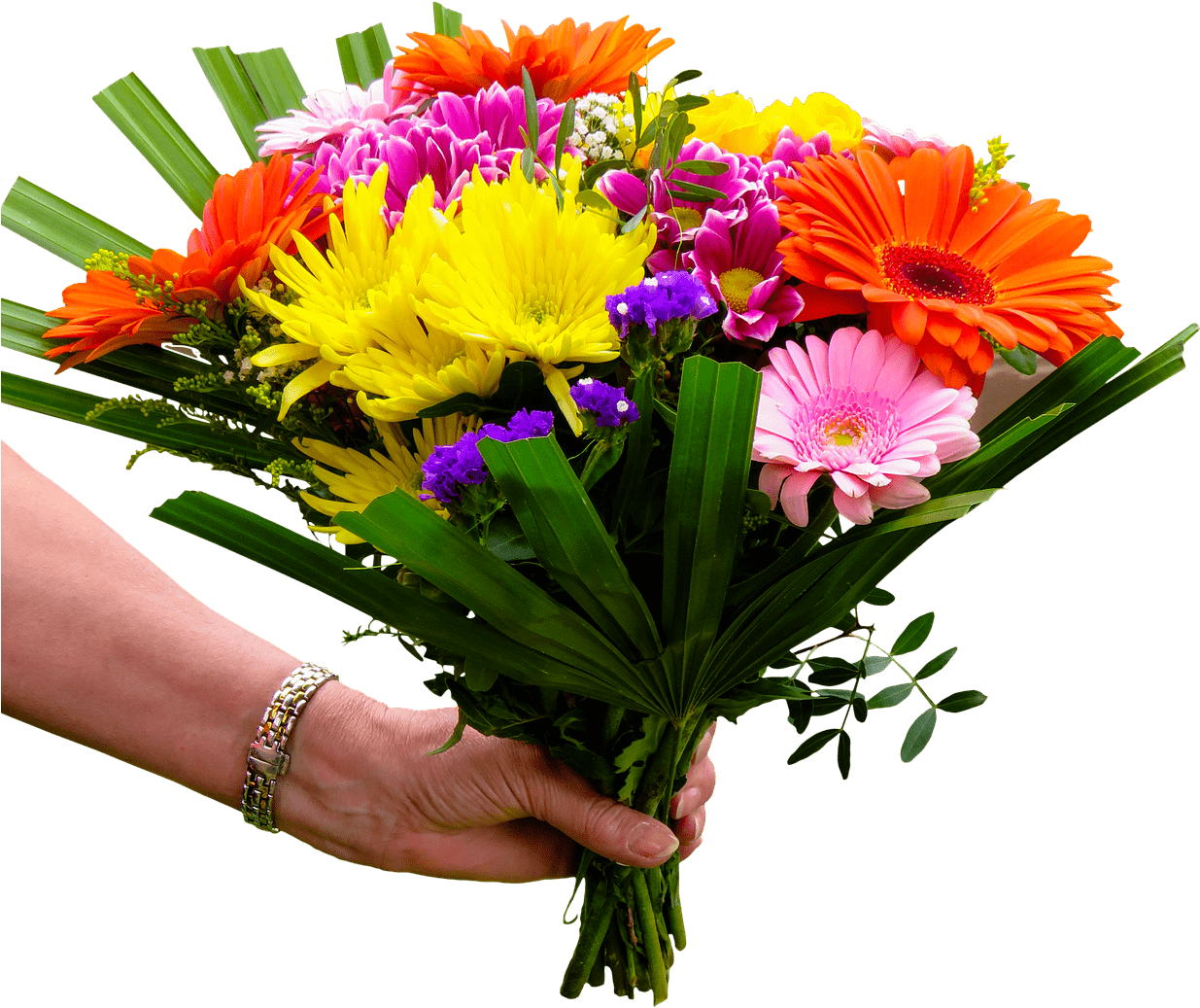 Brightly Coloured Bouquet In Hand - Marriage Anniversary Wishes For Brother, HD Png Download PNG with transparent background