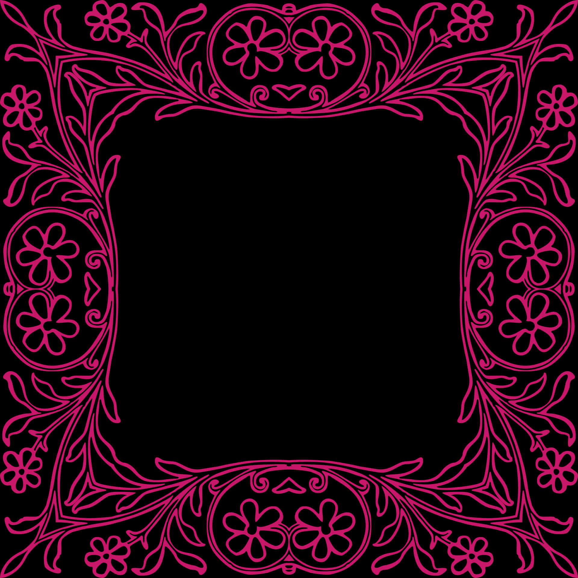 Vibrant_ Floral_ Frame_ Vector PNG image with a transparent background, free high-resolution download