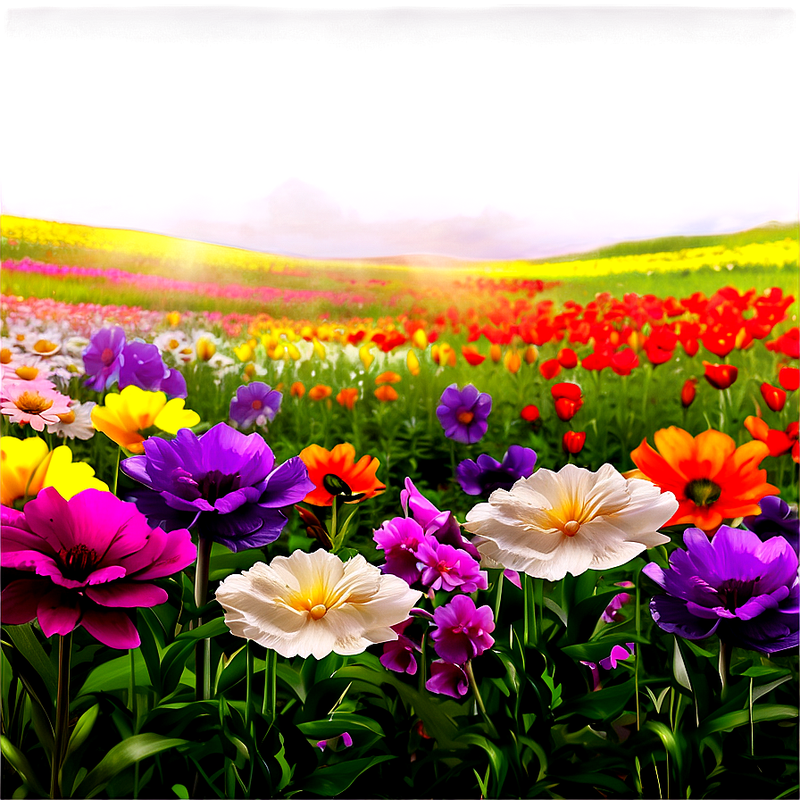 Vibrant Flower Field Landscape PNG 06232024 PNG with transparent background