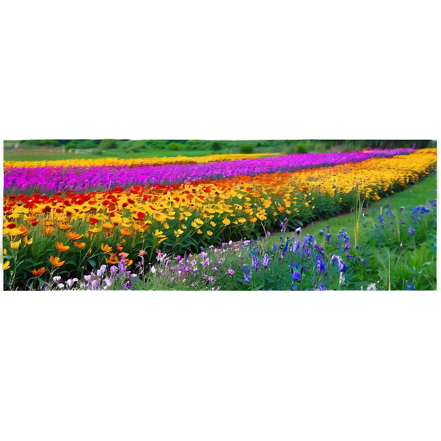 Vibrant Flower Field Landscape PNG aws93 PNG with transparent background