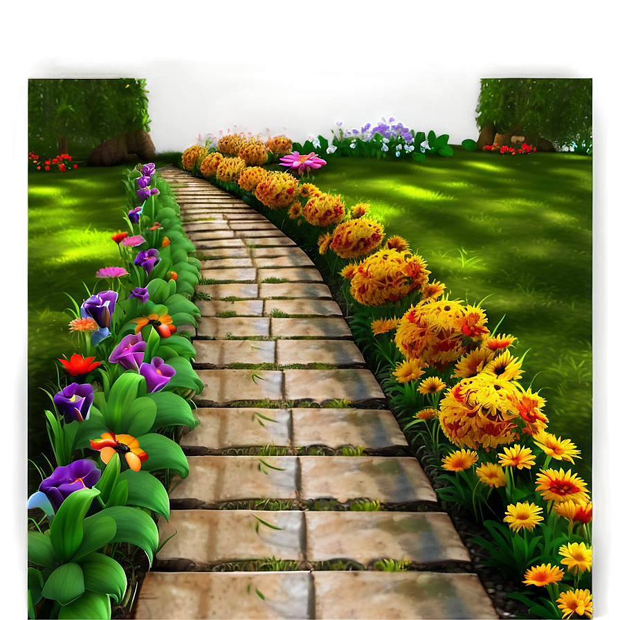 Vibrant Flower Garden Path Png Hat93