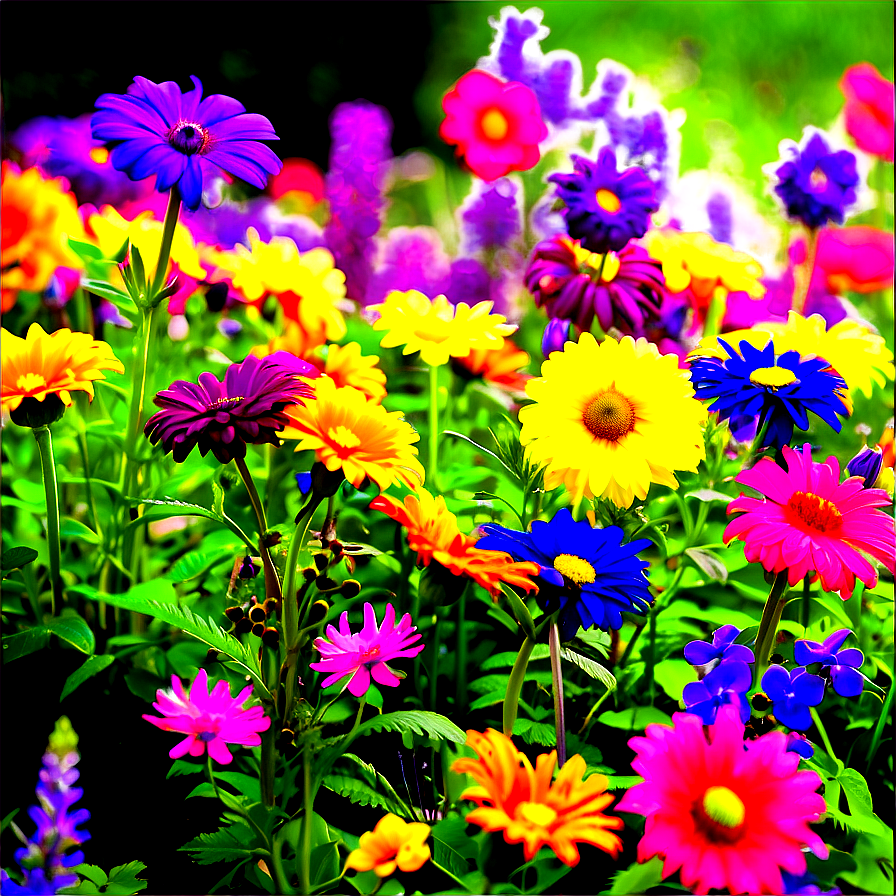 Vibrant Flower Garden Picture PNG qgr PNG with transparent background