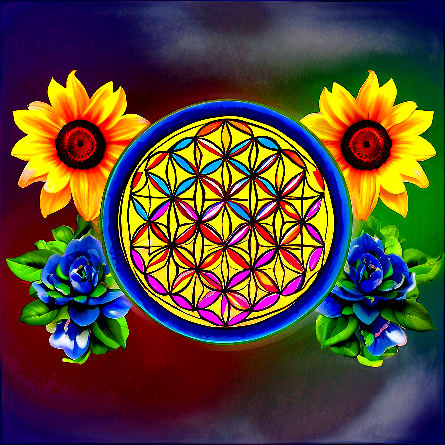 Vibrant Flower Of Life Mandala Png Sfj88