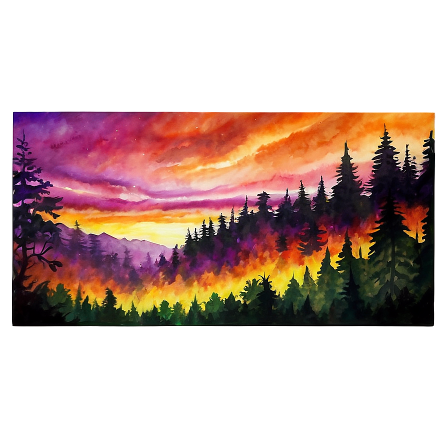 Vibrant Forest Sunset Png 75