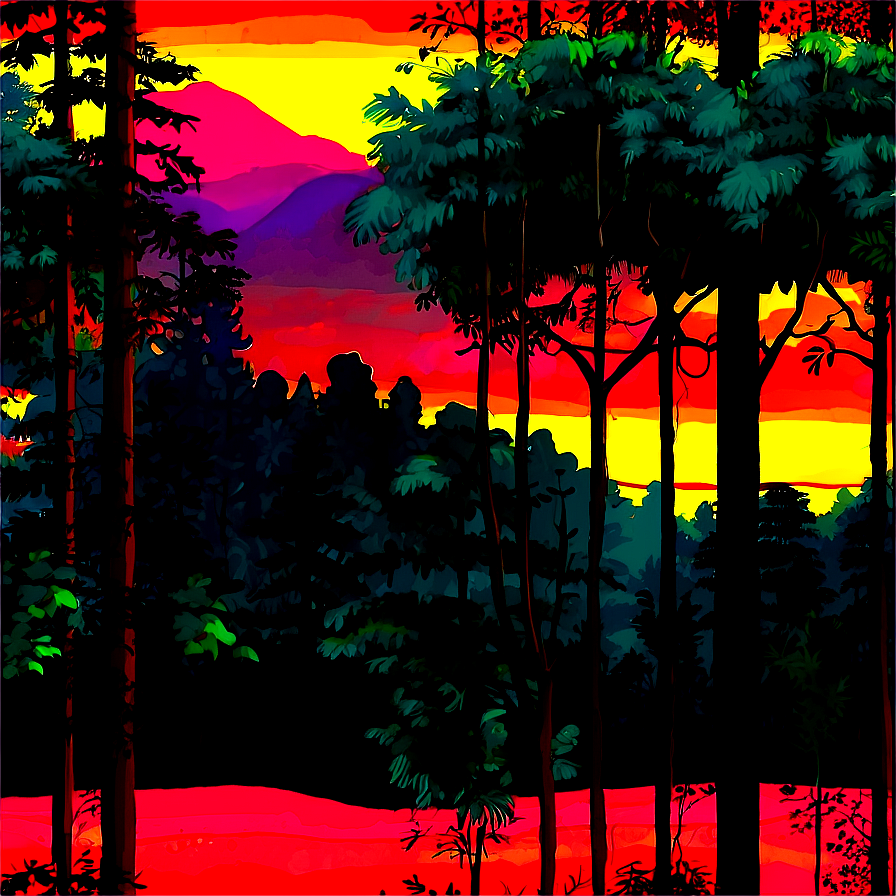 Vibrant Forest Sunset Png 84