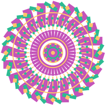 Vibrant Geometric Mandala Art PNG with transparent background