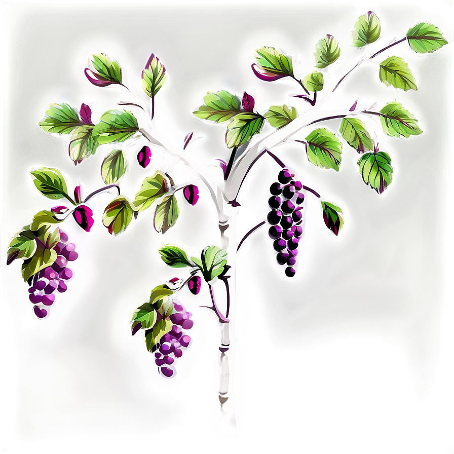Vibrant Grapevine Artwork PNG with transparent background