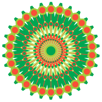 Vibrant_ Green_and_ Orange_ Mandala_ Art PNG with transparent background