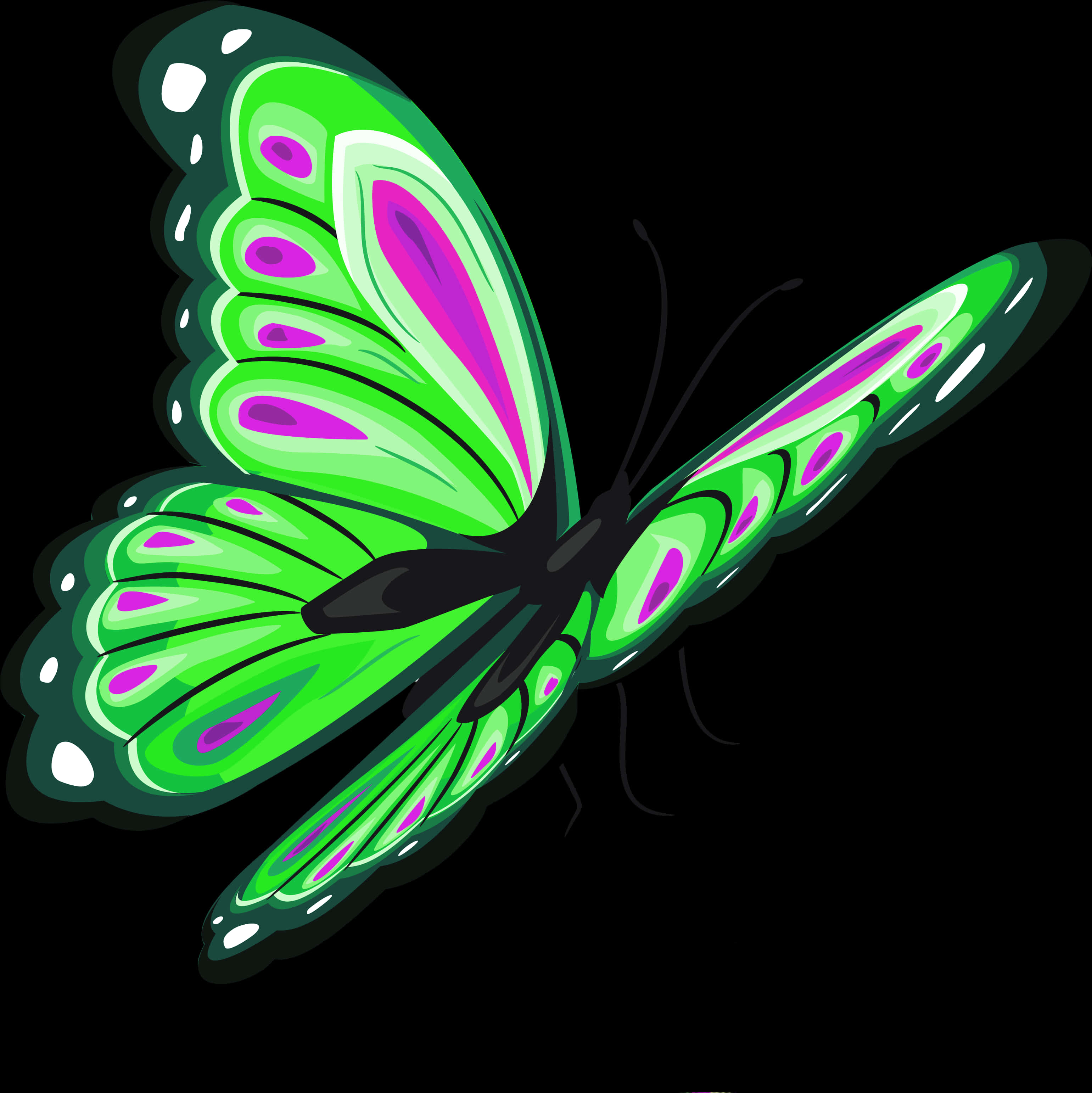 Vibrant Green Butterfly Illustration