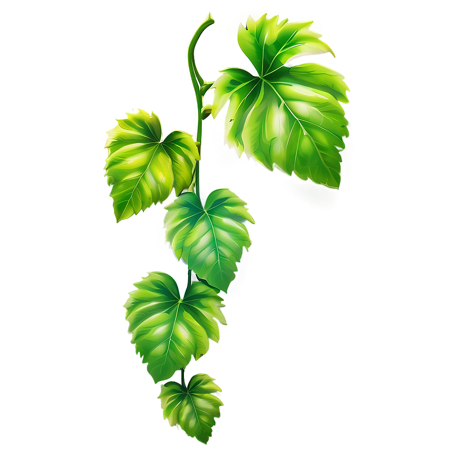 Vibrant Green Vine Leaves PNG with transparent background