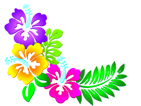 Vibrant_ Hawaiian_ Flower_ Artwork PNG with transparent background