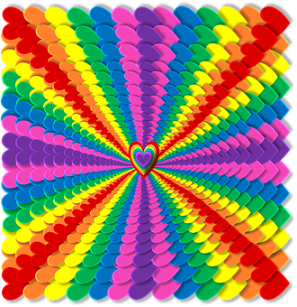 Vibrant Heart Rainbow Spiral PNG with transparent background