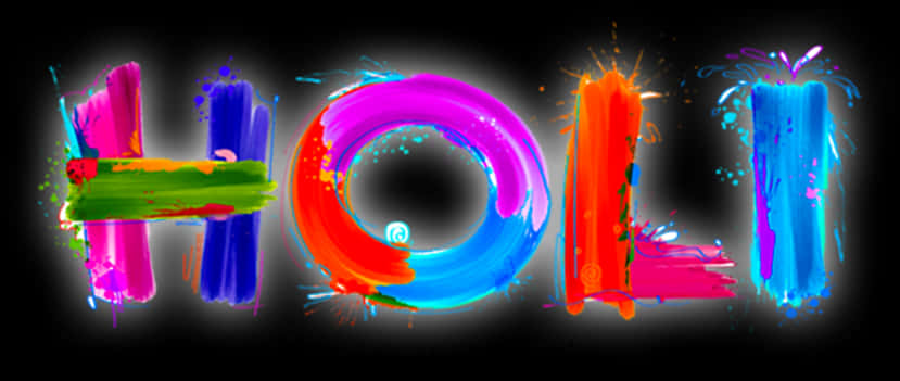 Vibrant_ Holi_ Festival_ Glowing_ Text_ Background