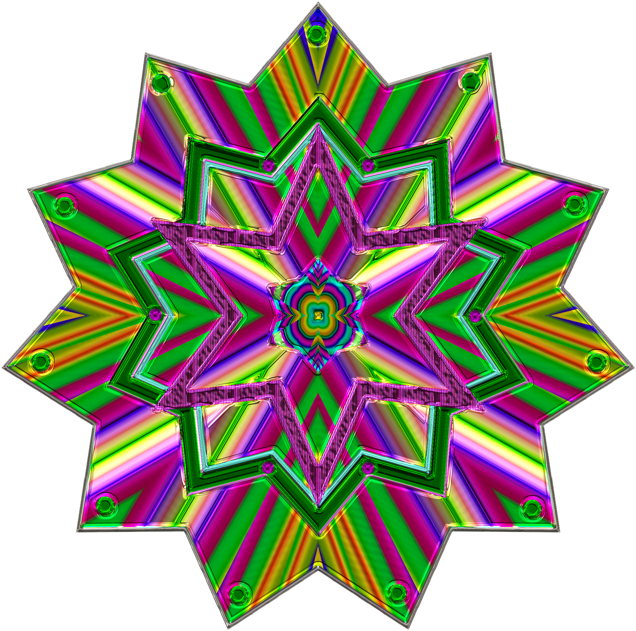 Vibrant Kaleidoscopic Crystal Star