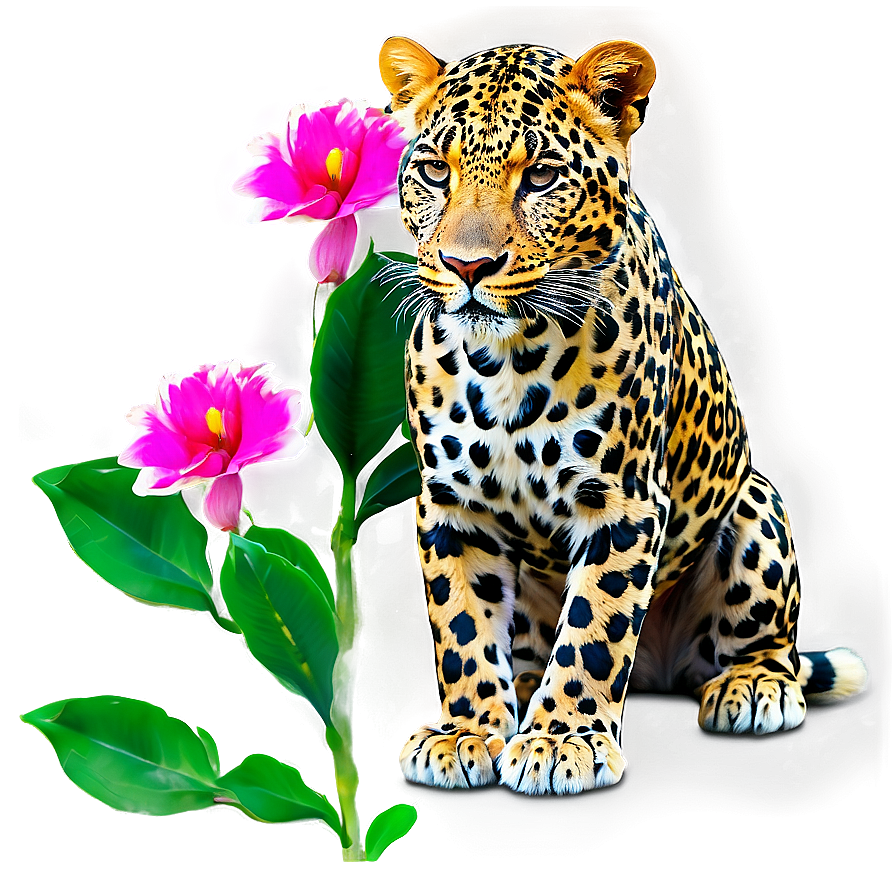 Vibrant Leopard In Flowers Png 06112024