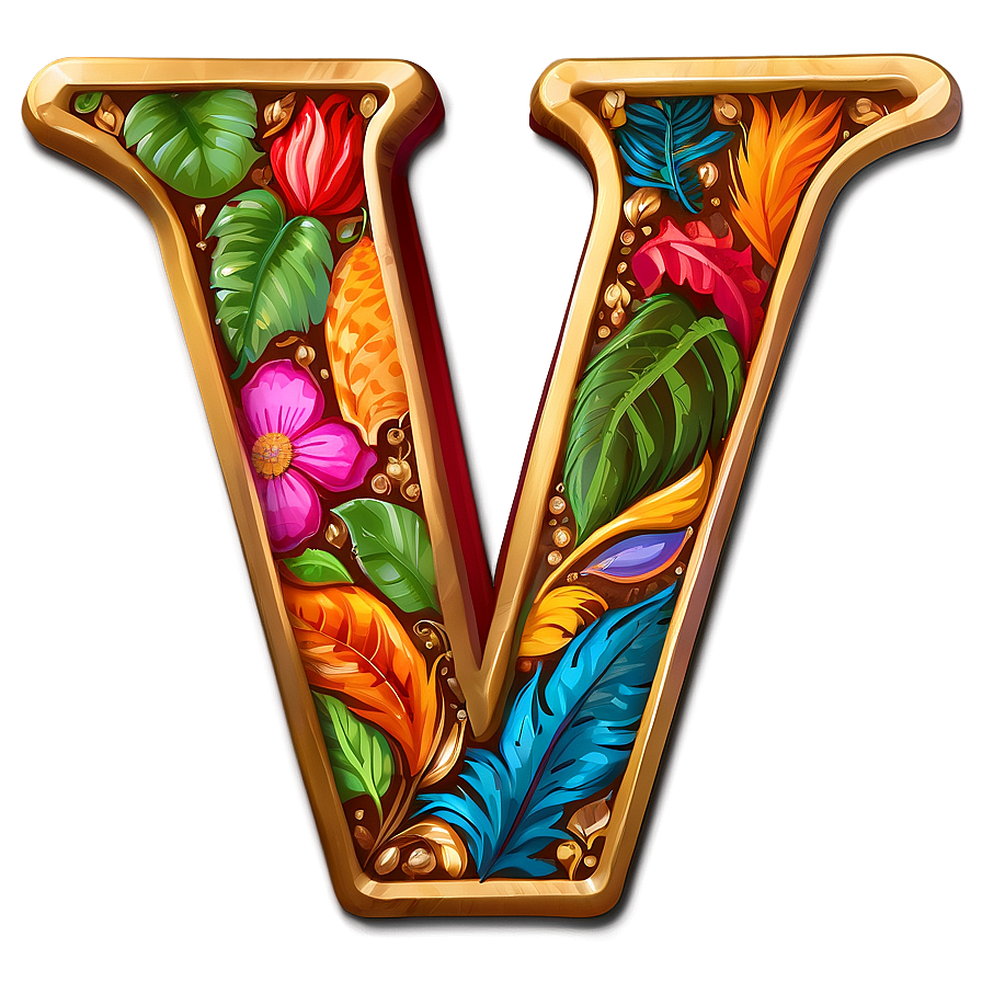 Vibrant Letter V Graphic Png 16