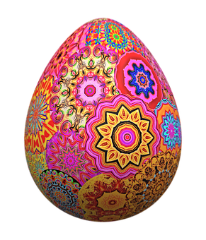 Vibrant Mandala Easter Egg PNG with transparent background