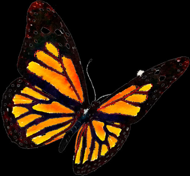 Vibrant Monarch Butterfly Art PNG image with a transparent background, free high-resolution download