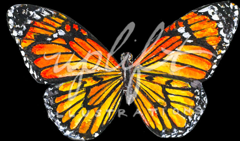 Vibrant Monarch Butterfly Artwork PNG image with a transparent background, free high-resolution download