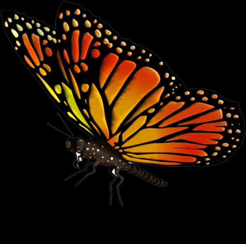 Vibrant Monarch Butterfly Isolated PNG with transparent background