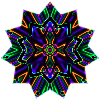 Vibrant Neon Star Pattern PNG with transparent background
