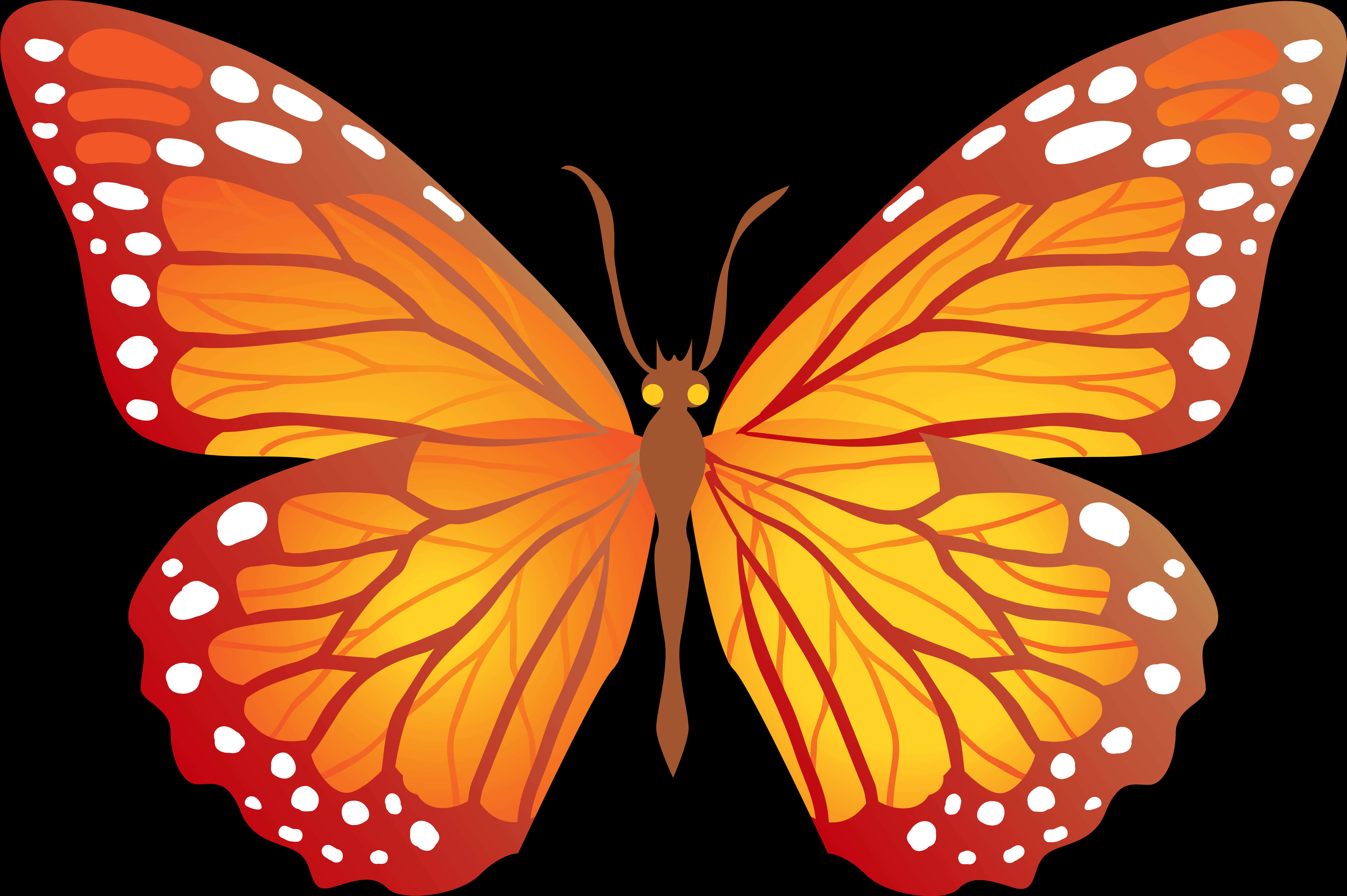 Vibrant_ Orange_ Butterfly_ Vector PNG with transparent background