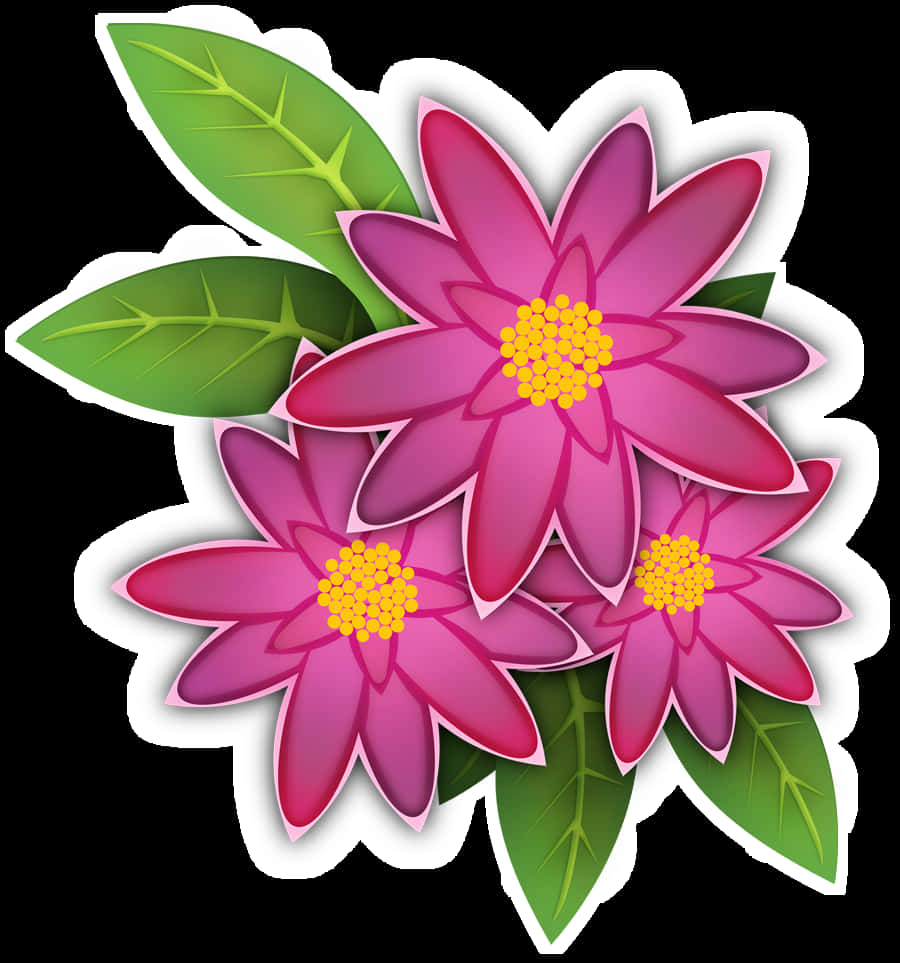 Vibrant Pink Flowers Illustration