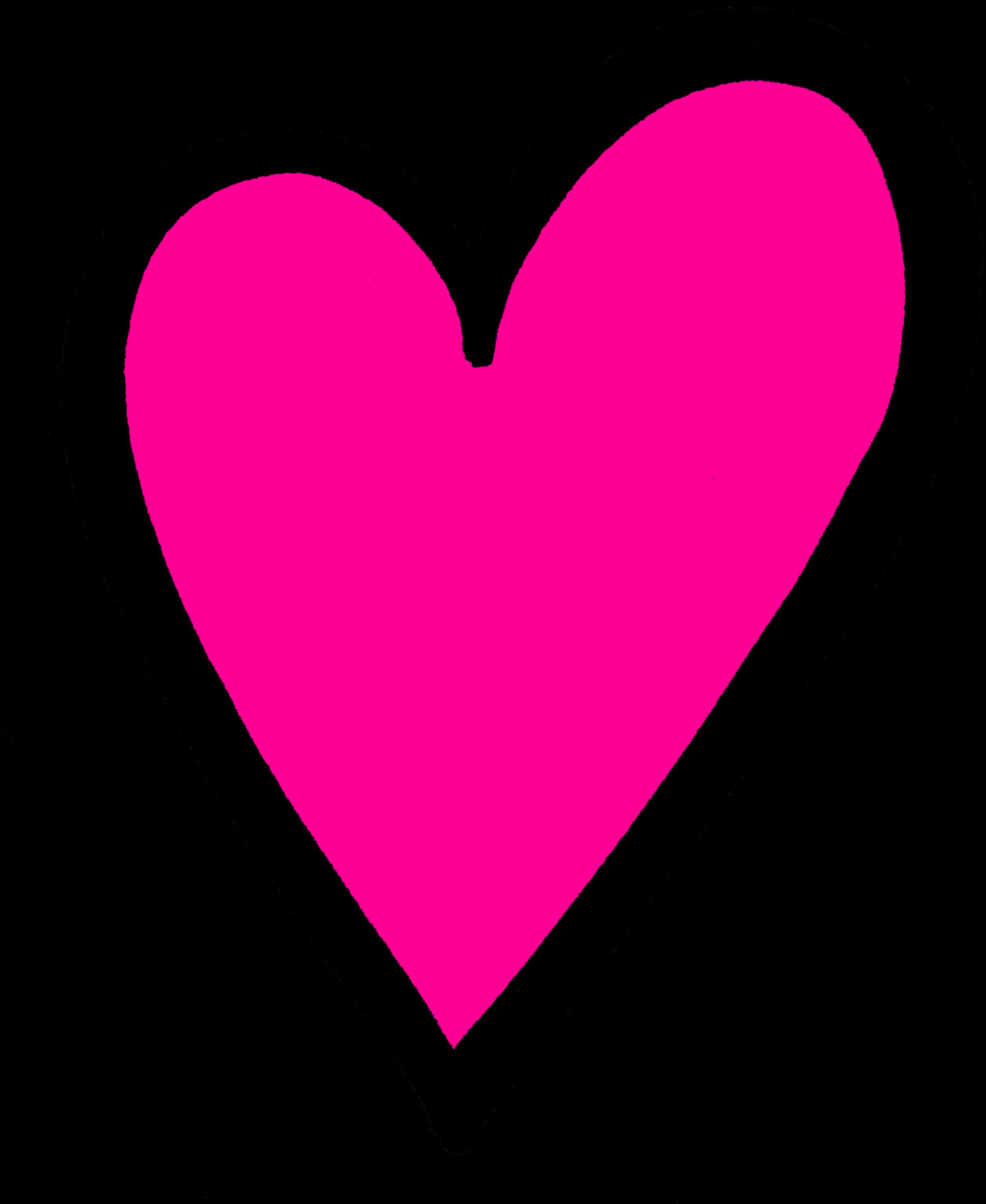 Vibrant Pink Heart Black Background PNG with transparent background