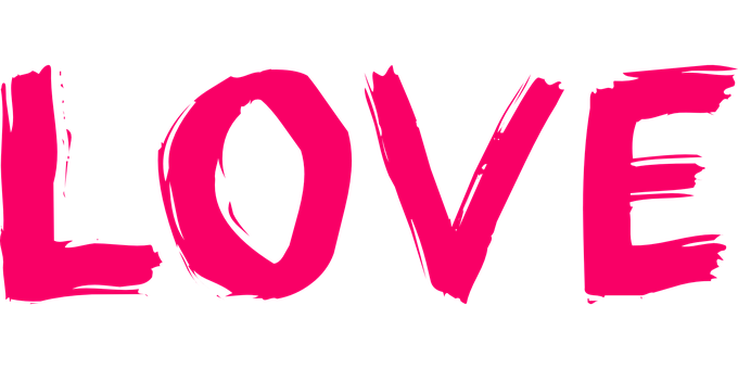 Vibrant Pink Love Text PNG with transparent background