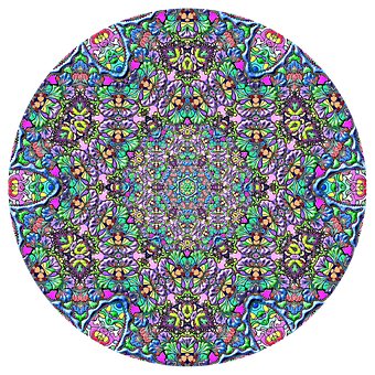 Vibrant_ Psychedelic_ Mandala_ Art PNG with transparent background