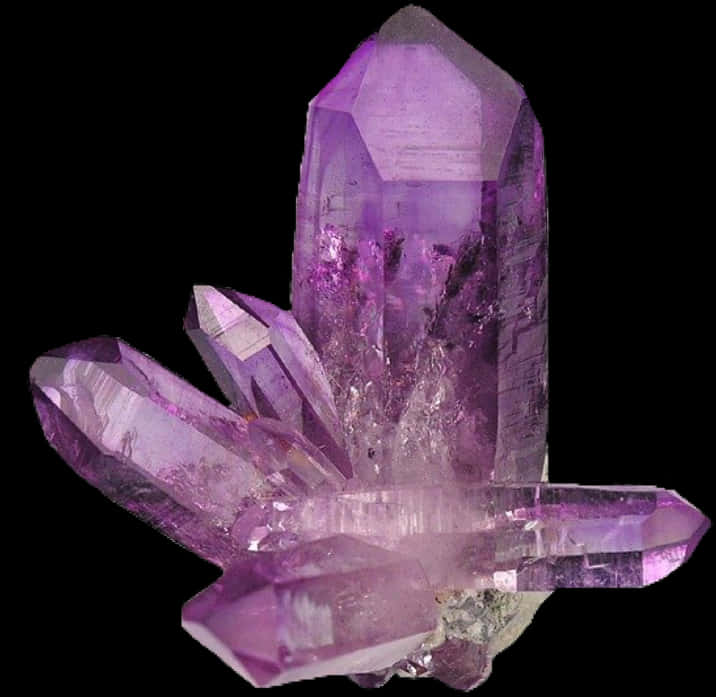 Vibrant Purple Amethyst Crystal Cluster PNG with transparent background