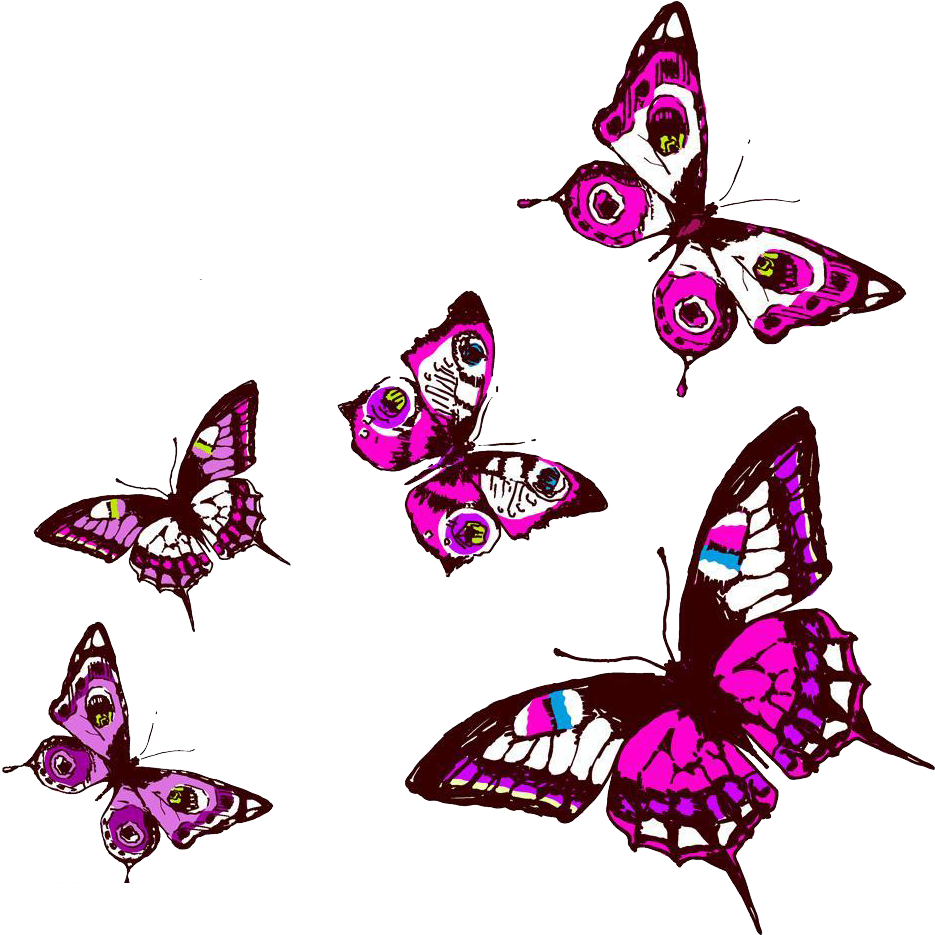 Vibrant_ Purple_ Butterflies_ Artwork PNG with transparent background