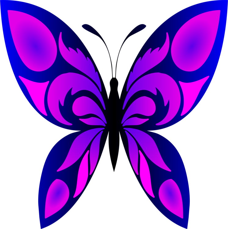 Vibrant Purple Butterfly Graphic PNG with transparent background