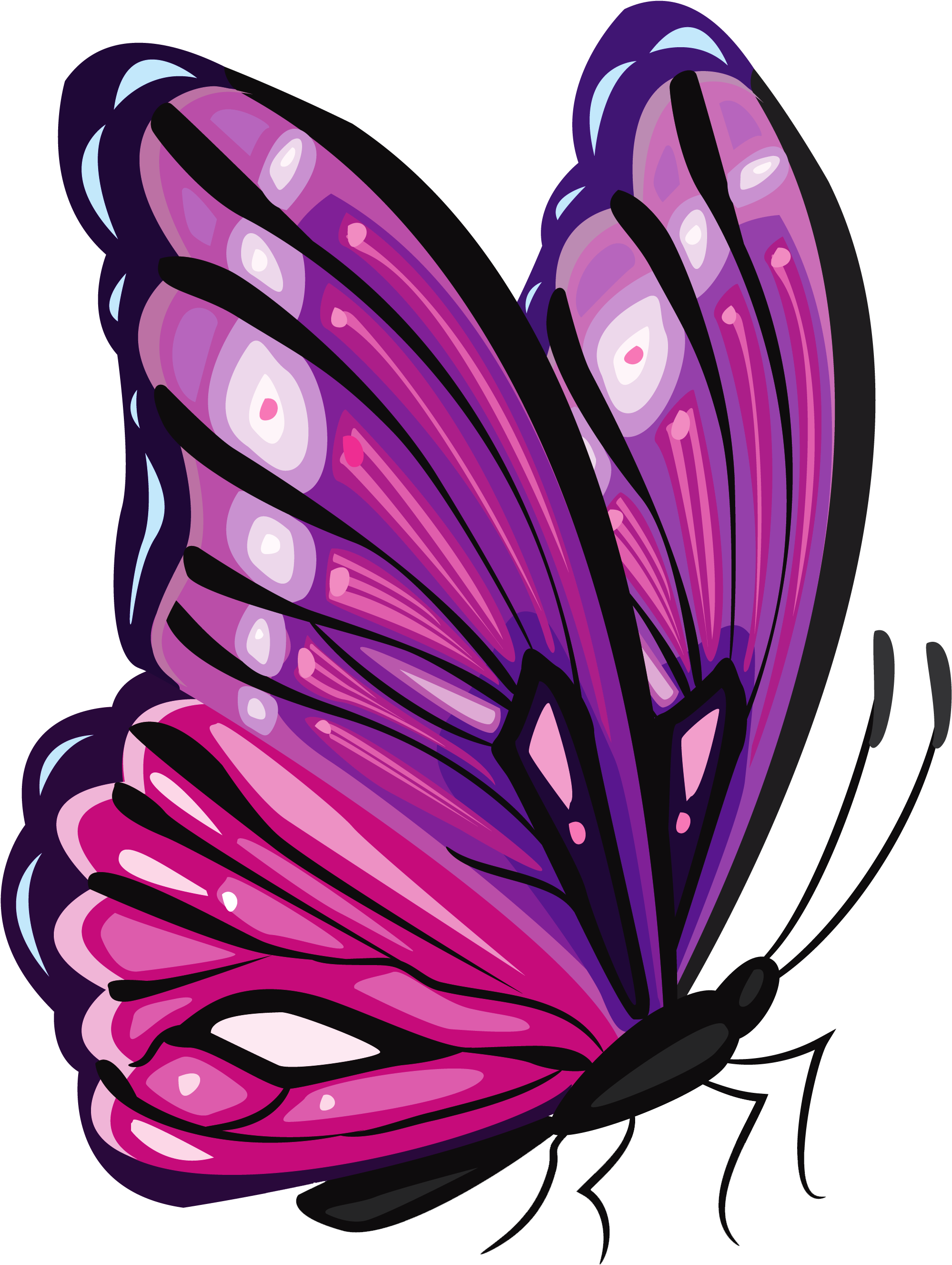 Vibrant Purple Butterfly Illustration PNG with transparent background